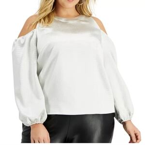 INC Silver Crocodile Pattern Cold Shoulder Top Sz 2X